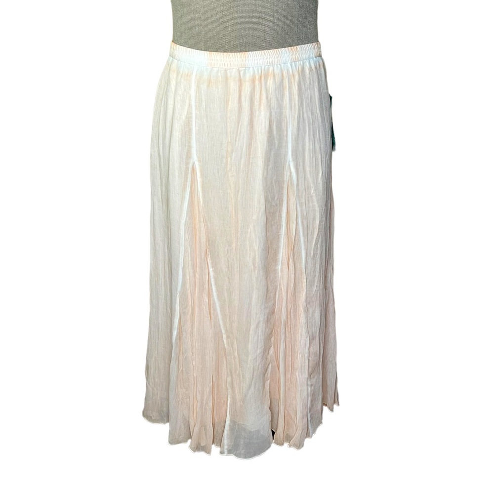 Coldwater Creek Women’s Textured Peach Pigment Dyed Maxi Skirt Large NWT